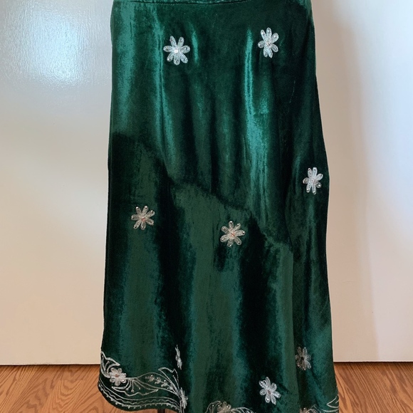Rayon Velvet Skirt with Metallic Silver Embroidery - Picture 1 of 8